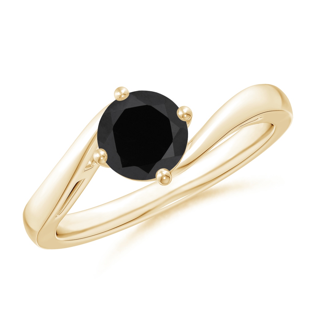6mm AAA Classic Round Black Onyx Solitaire Bypass Ring in Yellow Gold