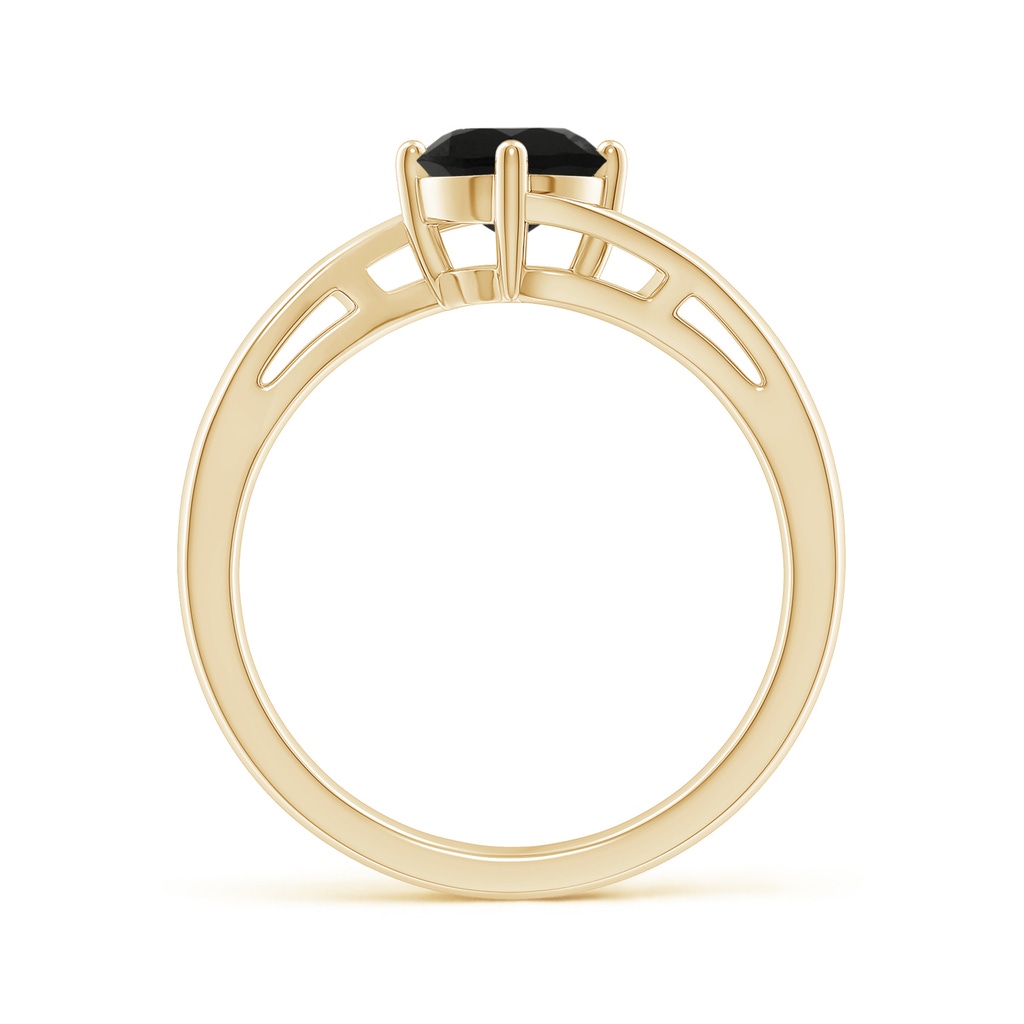 6mm AAA Classic Round Black Onyx Solitaire Bypass Ring in Yellow Gold Side-1