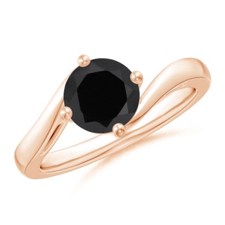 7mm AAA Classic Round Black Onyx Solitaire Bypass Ring in Rose Gold