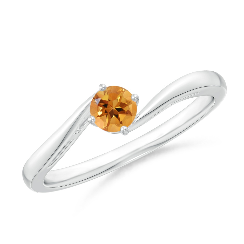 4mm AA Classic Round Citrine Solitaire Bypass Ring in White Gold 