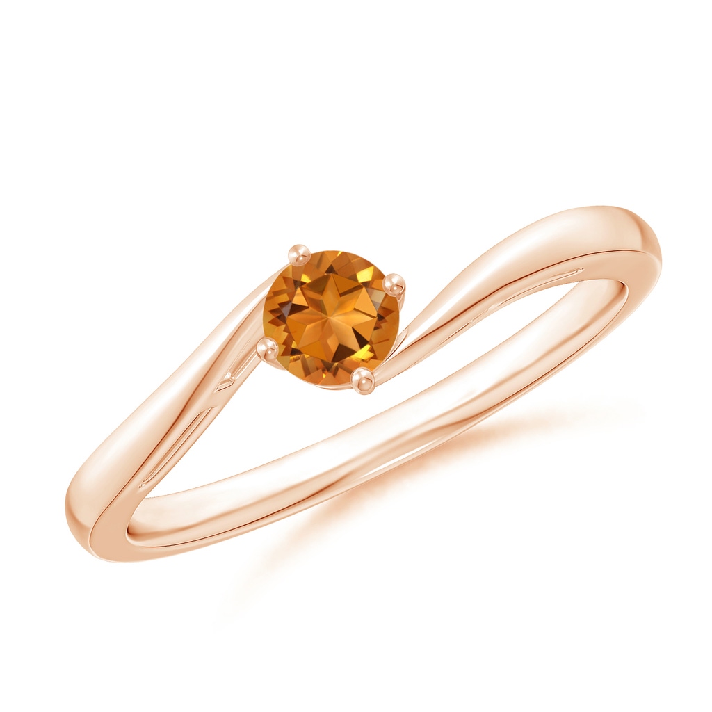 4mm AAA Classic Round Citrine Solitaire Bypass Ring in Rose Gold
