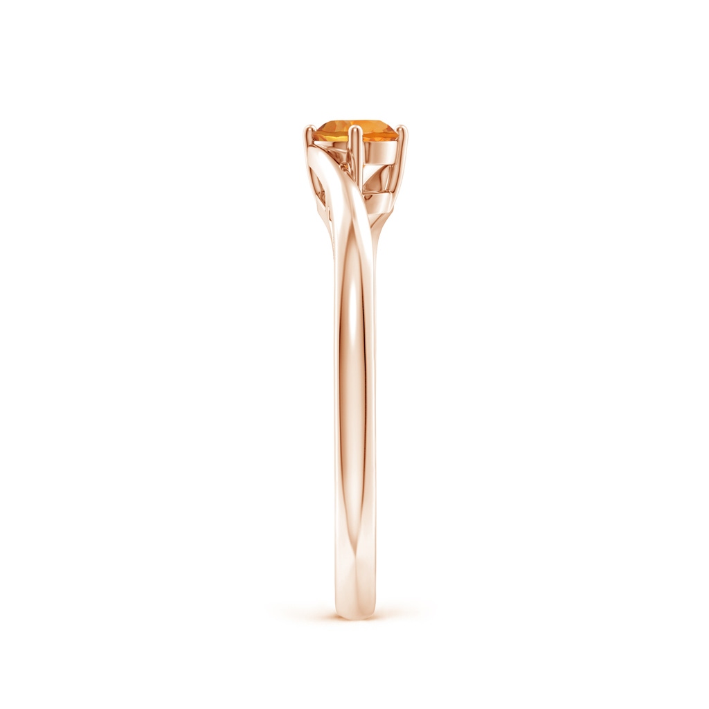 4mm AAA Classic Round Citrine Solitaire Bypass Ring in Rose Gold Side-2