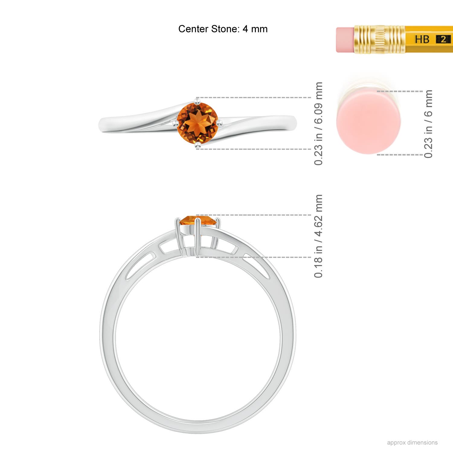 AAAA - Citrine / 0.23 CT / 14 KT White Gold