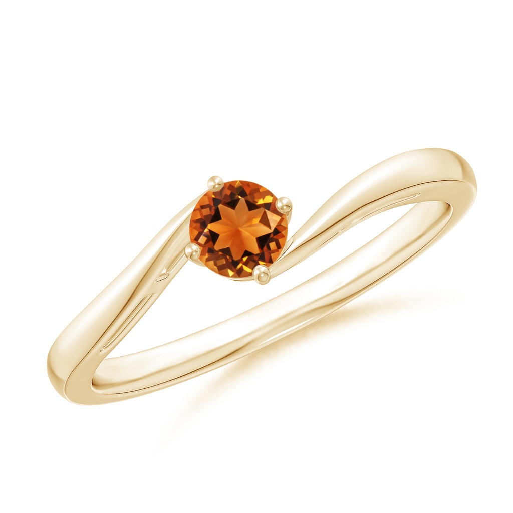 4mm AAAA Classic Round Citrine Solitaire Bypass Ring in Yellow Gold