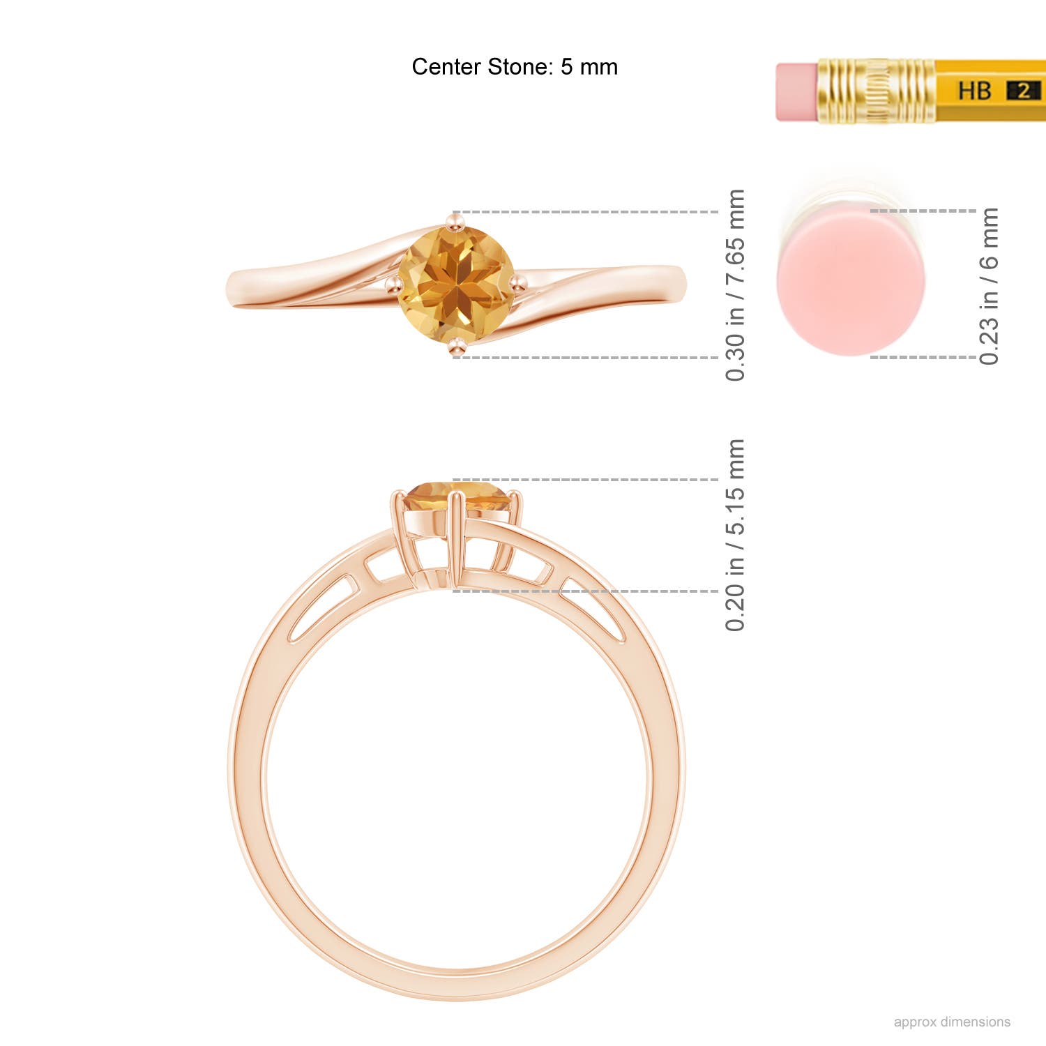 A - Citrine / 0.45 CT / 14 KT Rose Gold