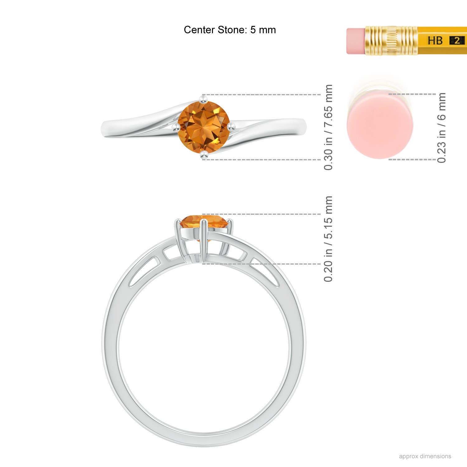 AAA - Citrine / 0.45 CT / 14 KT White Gold