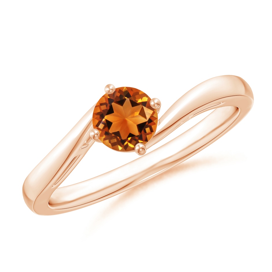 5mm AAAA Classic Round Citrine Solitaire Bypass Ring in Rose Gold 