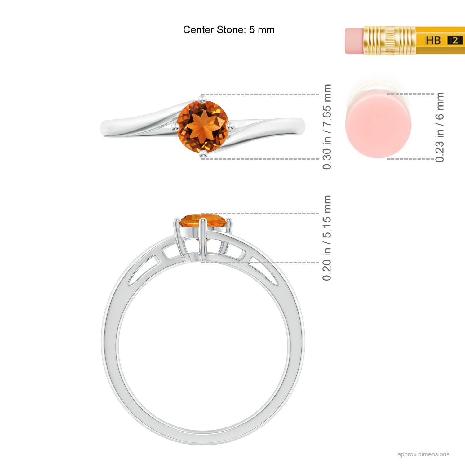 AAAA - Citrine / 0.45 CT / 14 KT White Gold