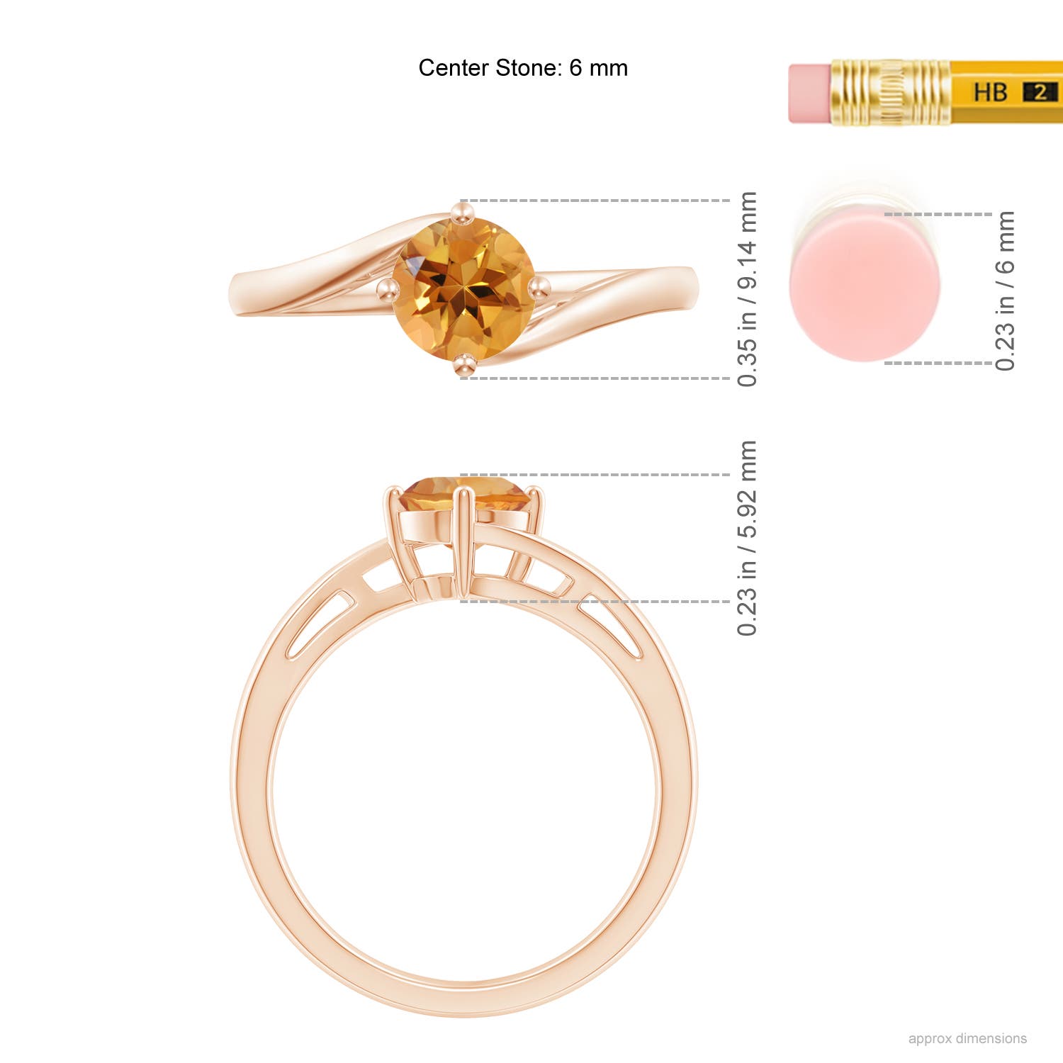 AA - Citrine / 0.7 CT / 14 KT Rose Gold