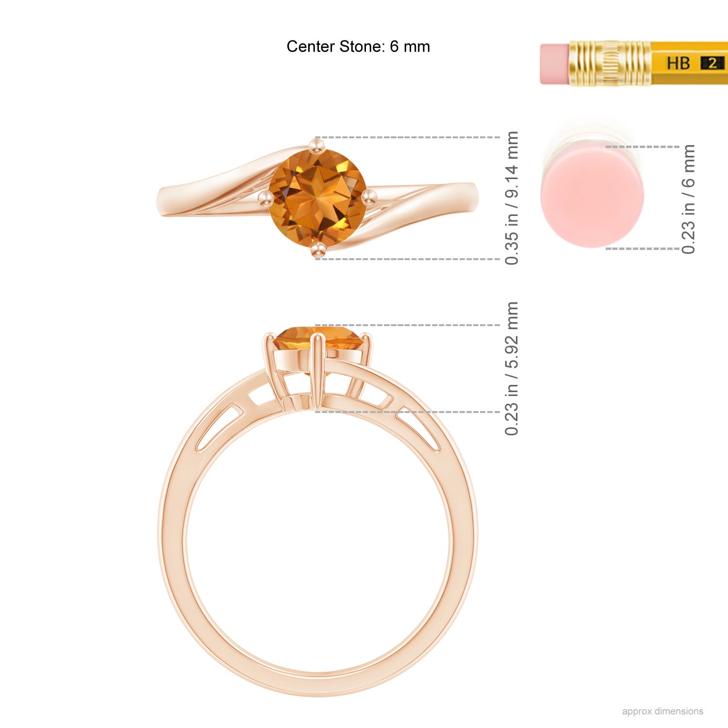 AAA - Citrine / 0.7 CT / 14 KT Rose Gold