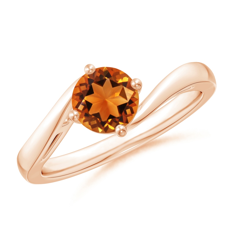 6mm AAAA Classic Round Citrine Solitaire Bypass Ring in Rose Gold 
