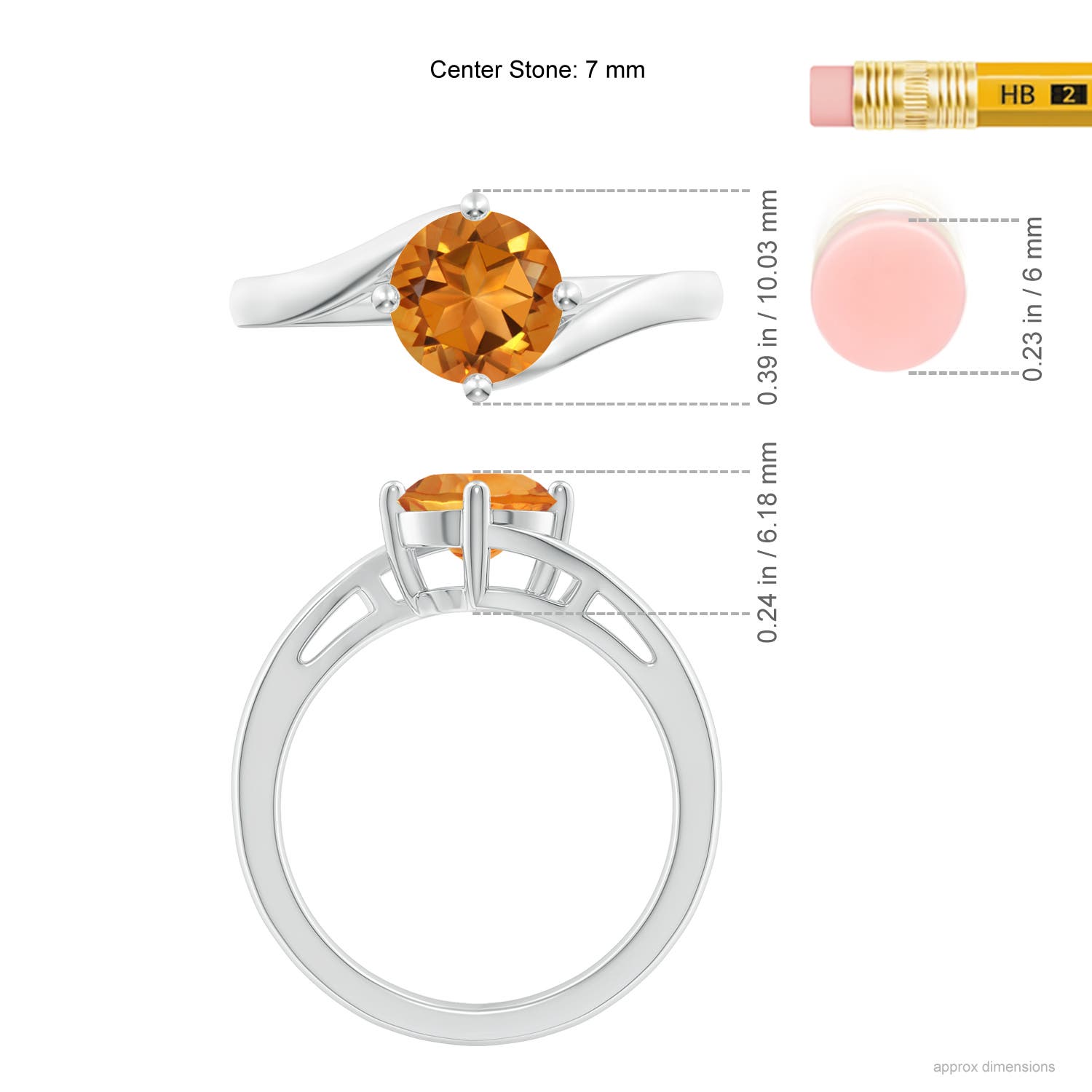 AAA - Citrine / 1.25 CT / 14 KT White Gold