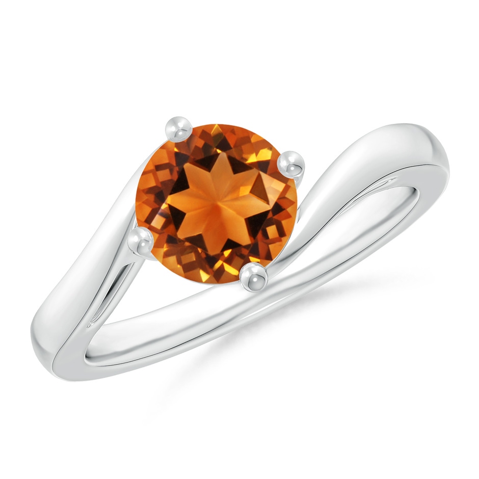 7mm AAAA Classic Round Citrine Solitaire Bypass Ring in P950 Platinum 