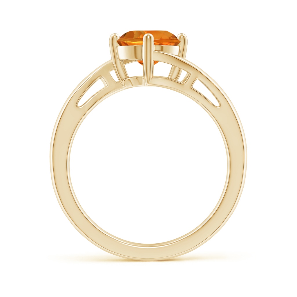 7mm AAAA Classic Round Citrine Solitaire Bypass Ring in Yellow Gold - Side_1