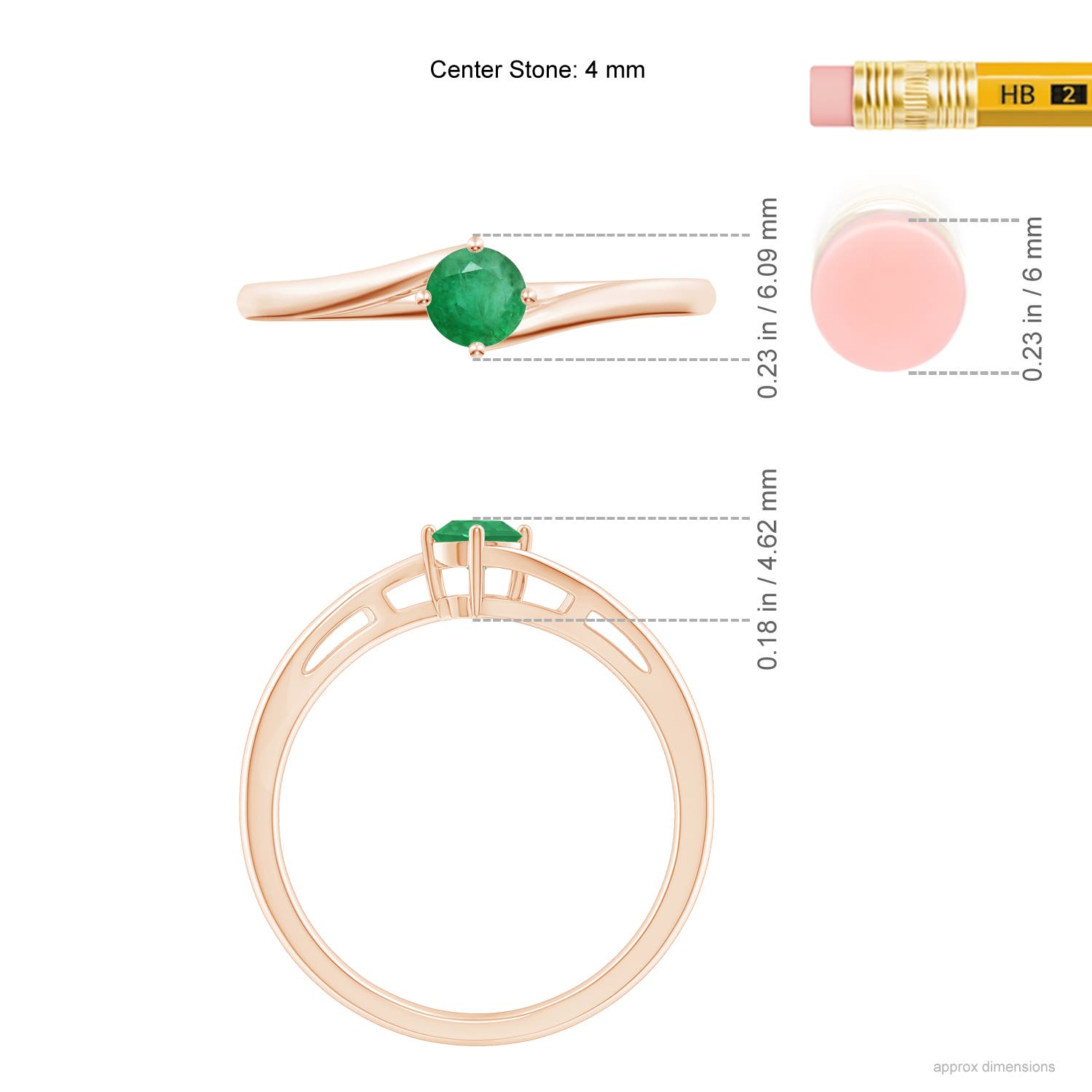 A - Emerald / 0.24 CT / 14 KT Rose Gold