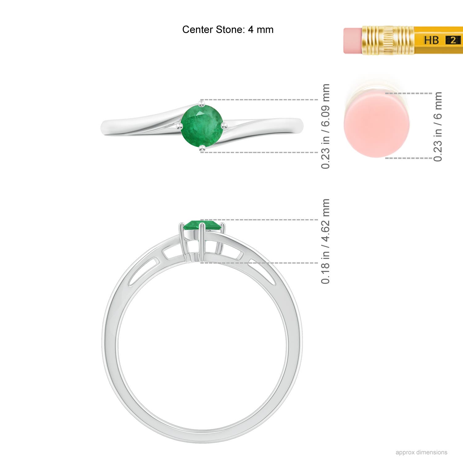 A - Emerald / 0.24 CT / 14 KT White Gold