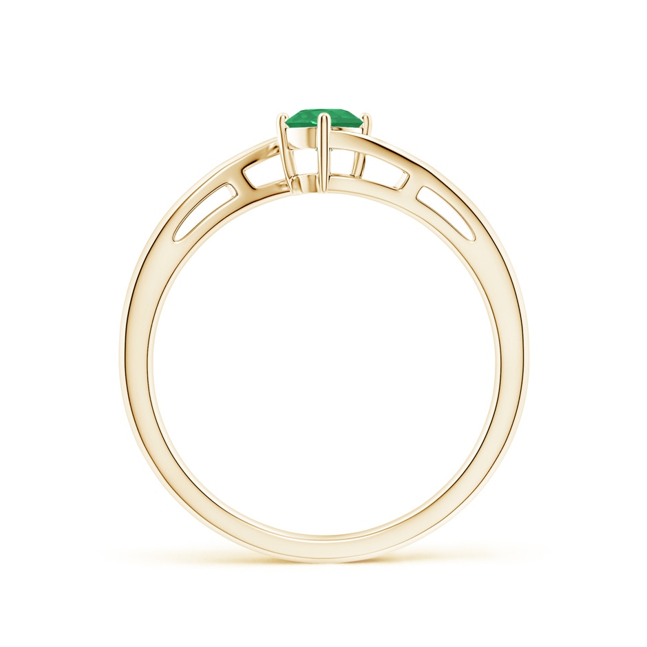 4mm A Classic Round Emerald Solitaire Bypass Ring in Yellow Gold side 199