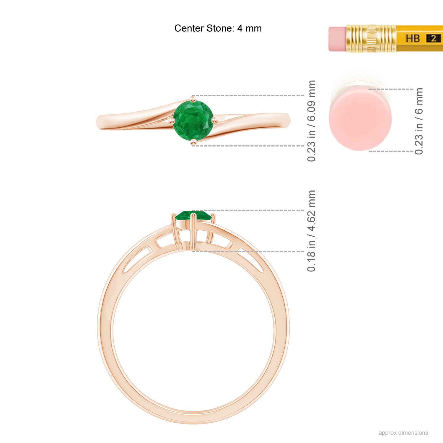 AA - Emerald / 0.24 CT / 14 KT Rose Gold