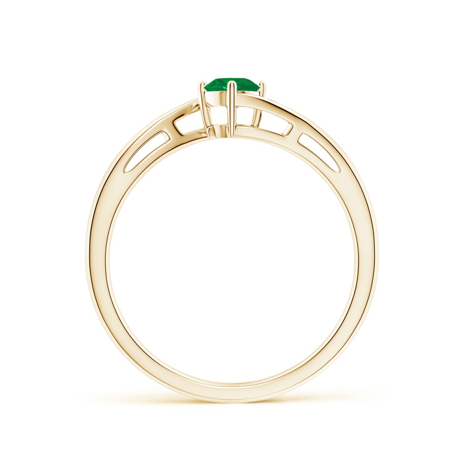 4mm AA Classic Round Emerald Solitaire Bypass Ring in Yellow Gold side 199