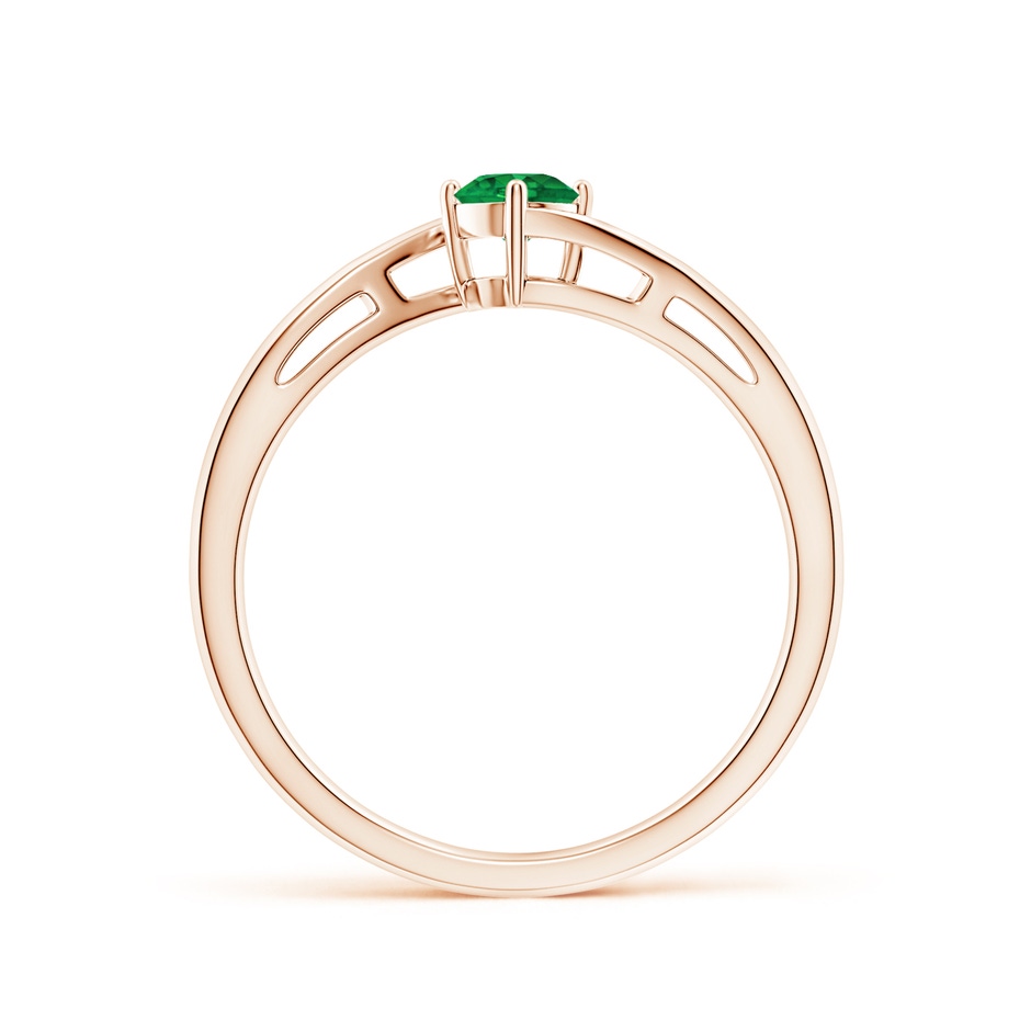 4mm AAA Classic Round Emerald Solitaire Bypass Ring in Rose Gold side 199