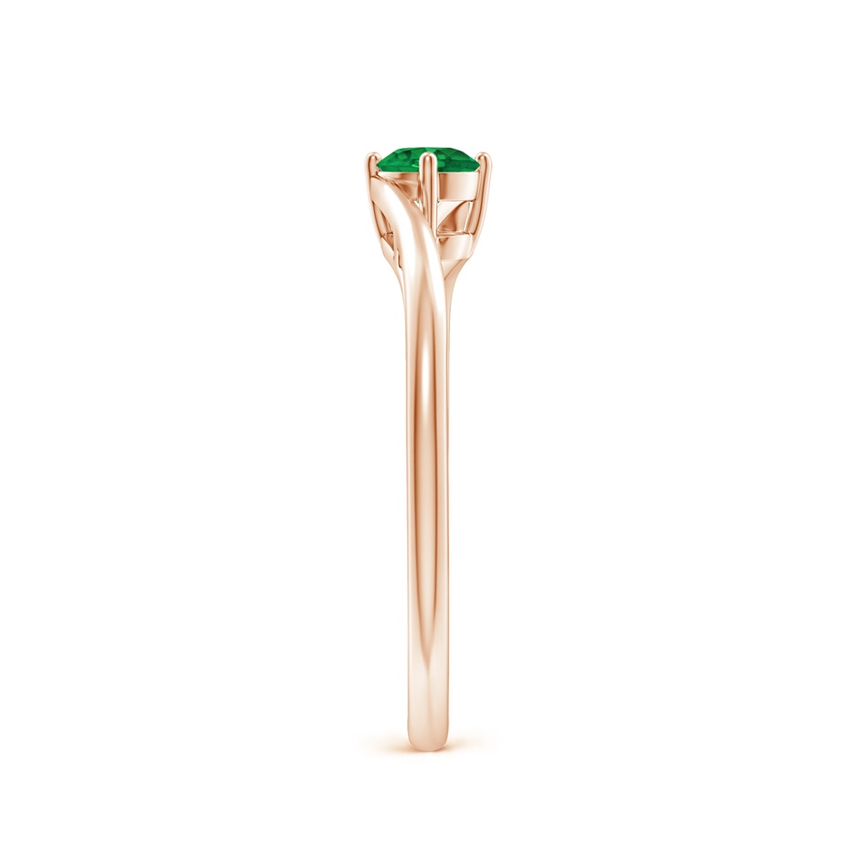 4mm AAA Classic Round Emerald Solitaire Bypass Ring in Rose Gold side 299