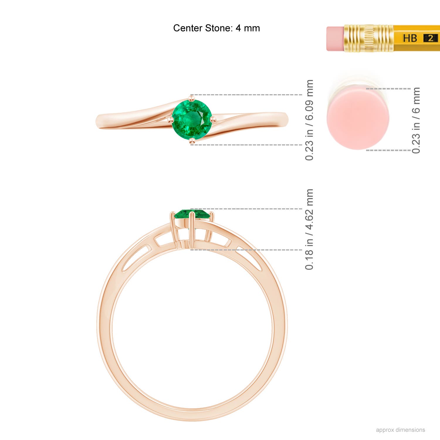 AAA - Emerald / 0.24 CT / 14 KT Rose Gold