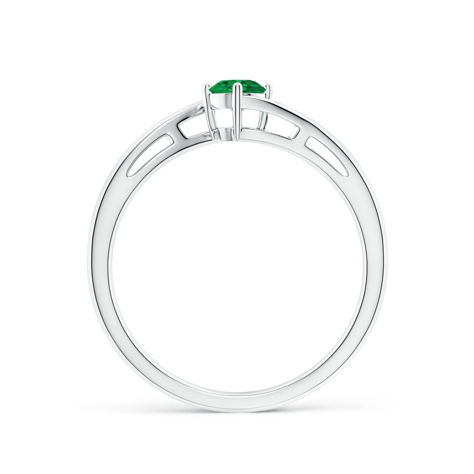 4mm AAA Classic Round Emerald Solitaire Bypass Ring in S999 Silver side 199