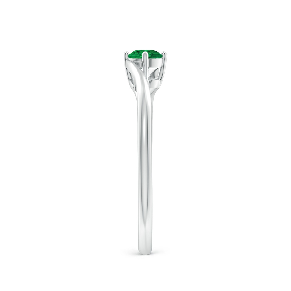 4mm AAA Classic Round Emerald Solitaire Bypass Ring in S999 Silver side 299