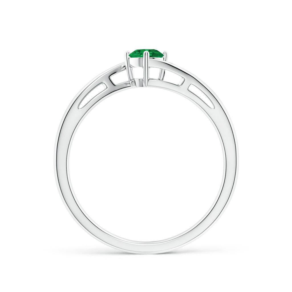 4mm AAA Classic Round Emerald Solitaire Bypass Ring in White Gold Side 199