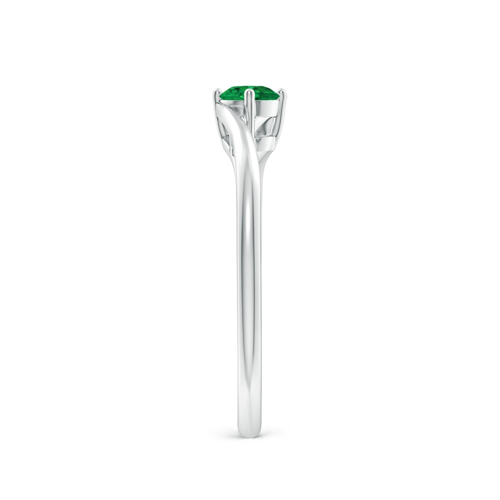 4mm AAA Classic Round Emerald Solitaire Bypass Ring in White Gold Side 299