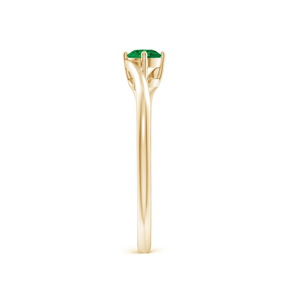 4mm AAA Classic Round Emerald Solitaire Bypass Ring in Yellow Gold side 299