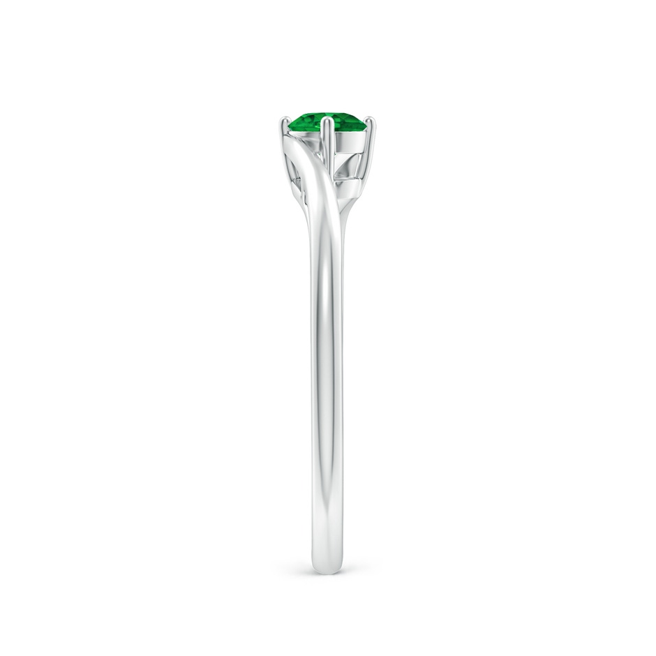 4mm AAAA Classic Round Emerald Solitaire Bypass Ring in P950 Platinum side 299