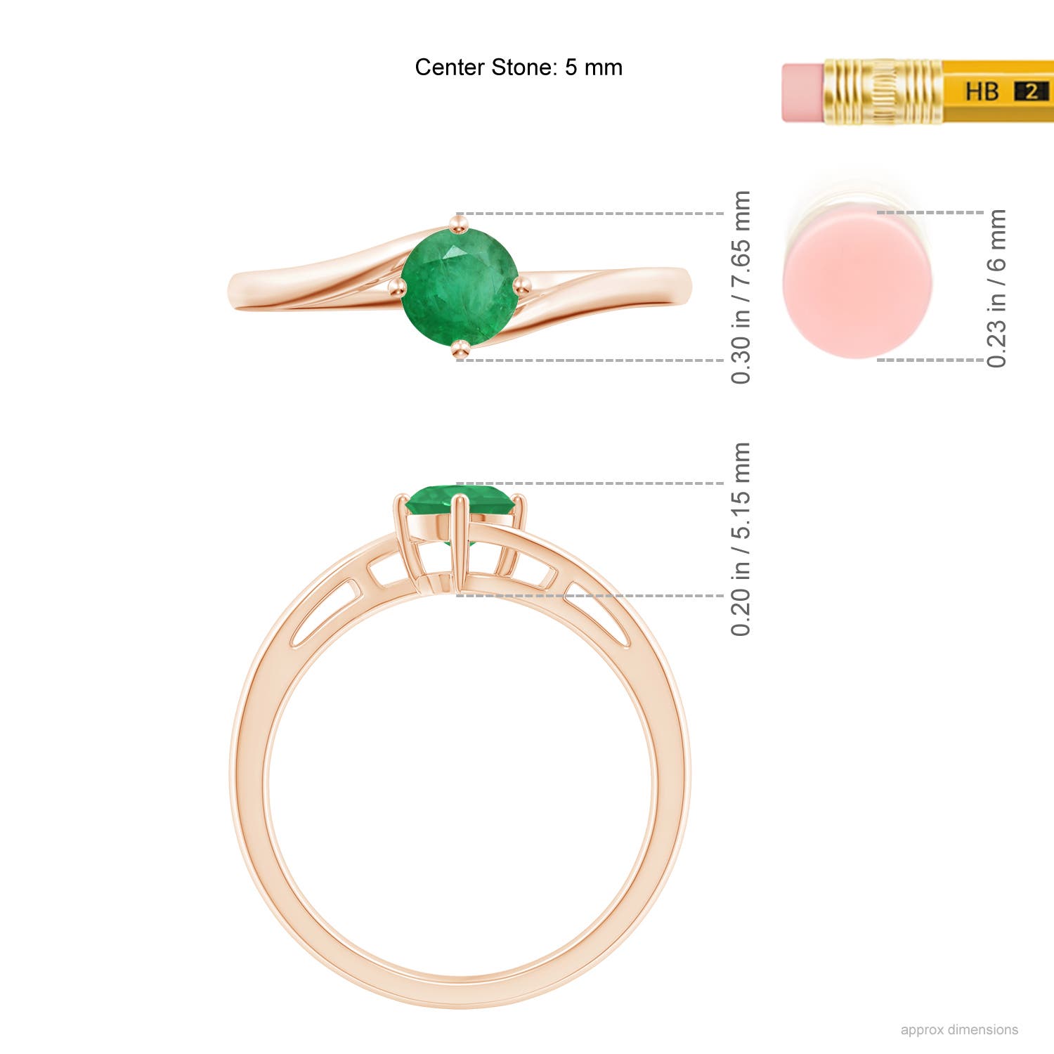 A - Emerald / 0.45 CT / 14 KT Rose Gold