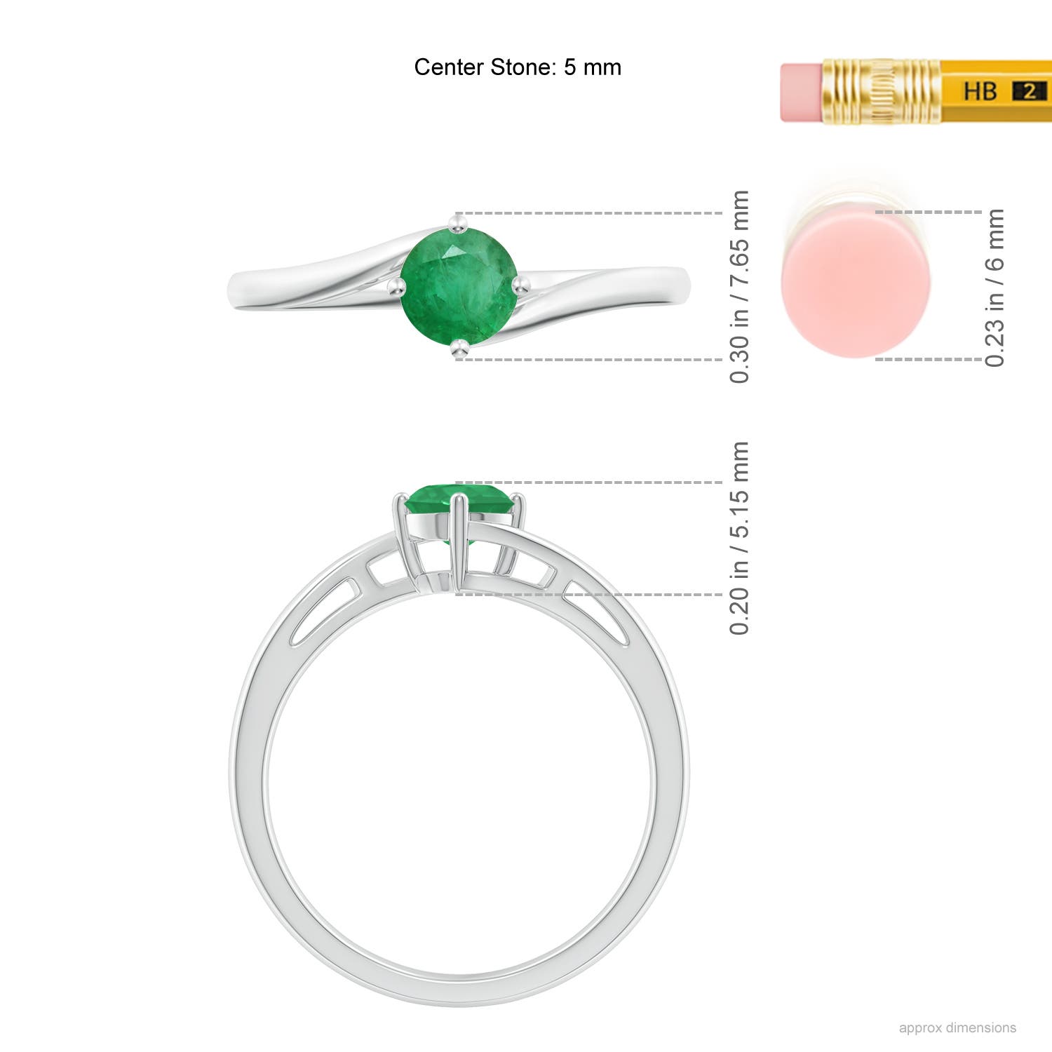 A - Emerald / 0.45 CT / 14 KT White Gold