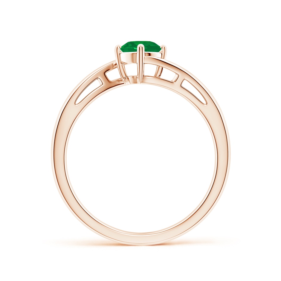 5mm AA Classic Round Emerald Solitaire Bypass Ring in Rose Gold side 199