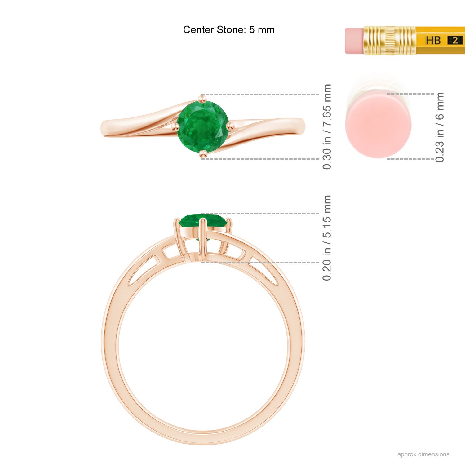 AA - Emerald / 0.45 CT / 14 KT Rose Gold