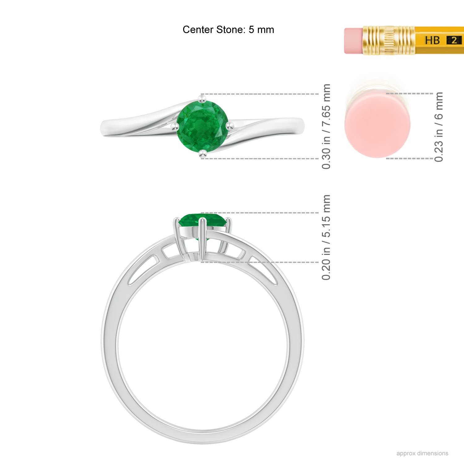 AA - Emerald / 0.45 CT / 14 KT White Gold