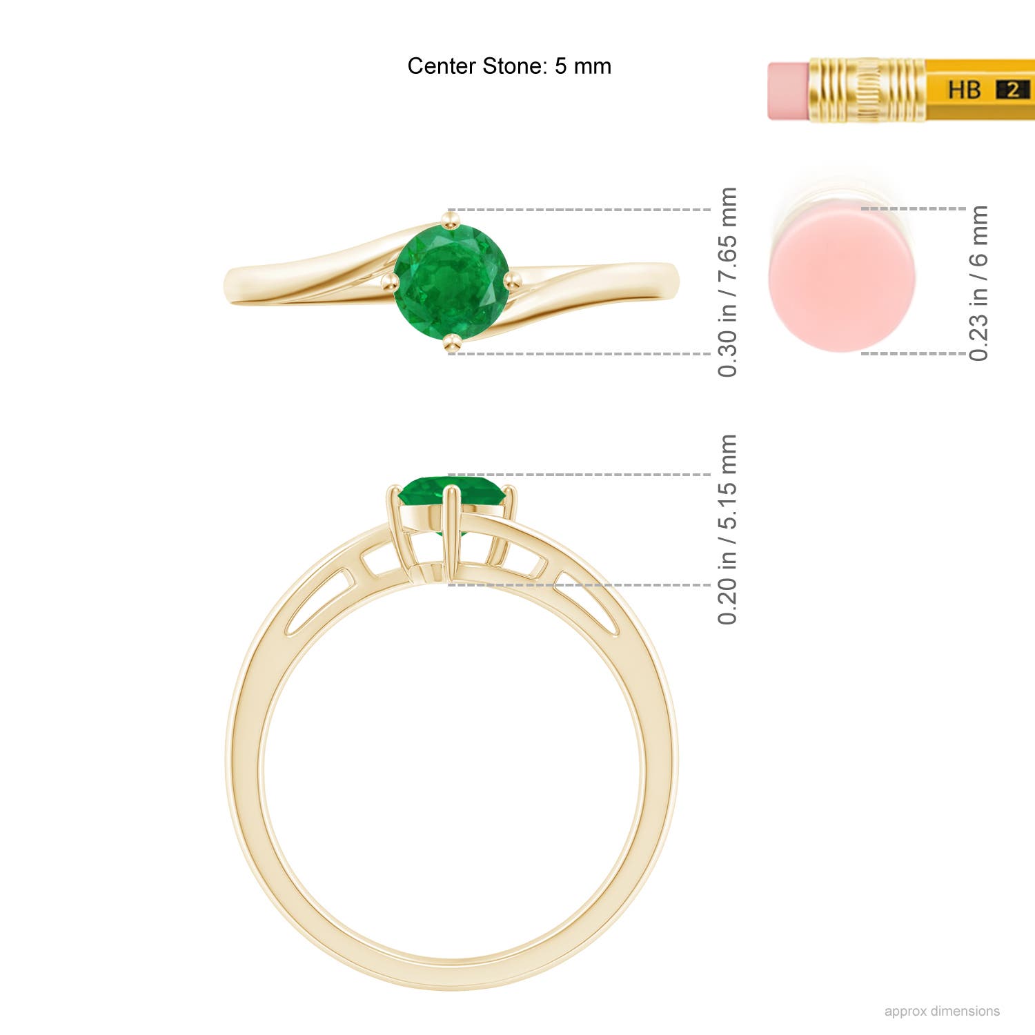 AA - Emerald / 0.45 CT / 14 KT Yellow Gold