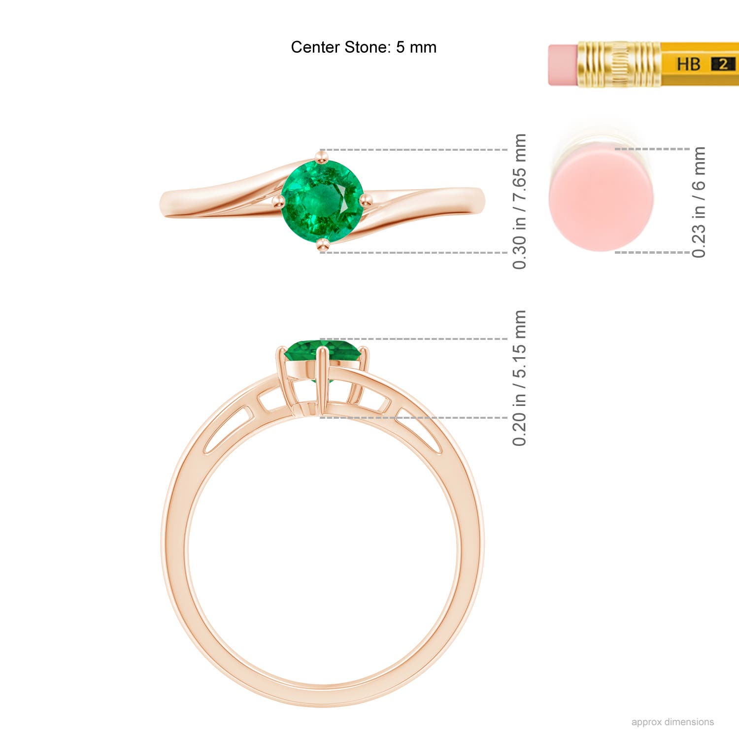 AAA - Emerald / 0.45 CT / 14 KT Rose Gold