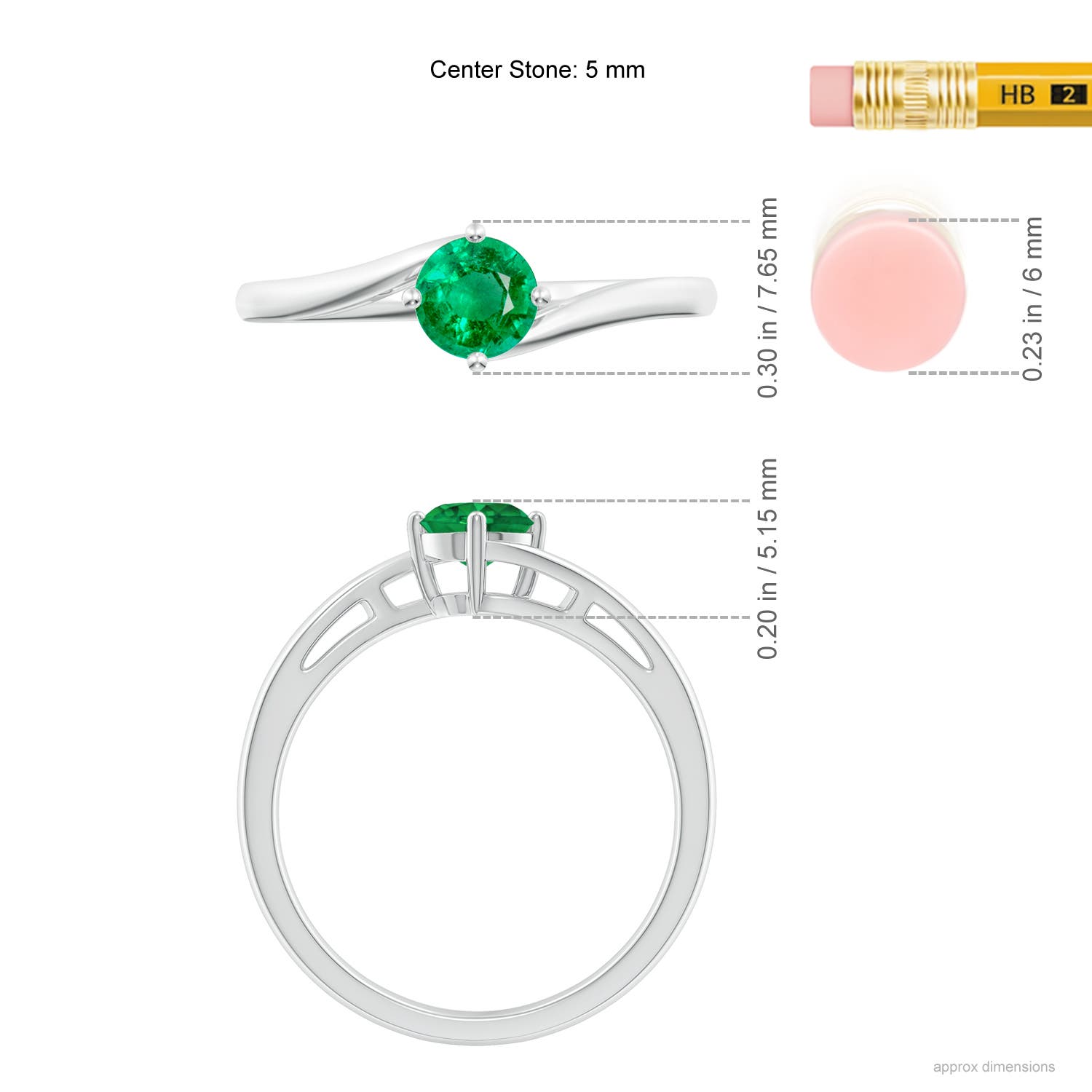 AAA - Emerald / 0.45 CT / 14 KT White Gold