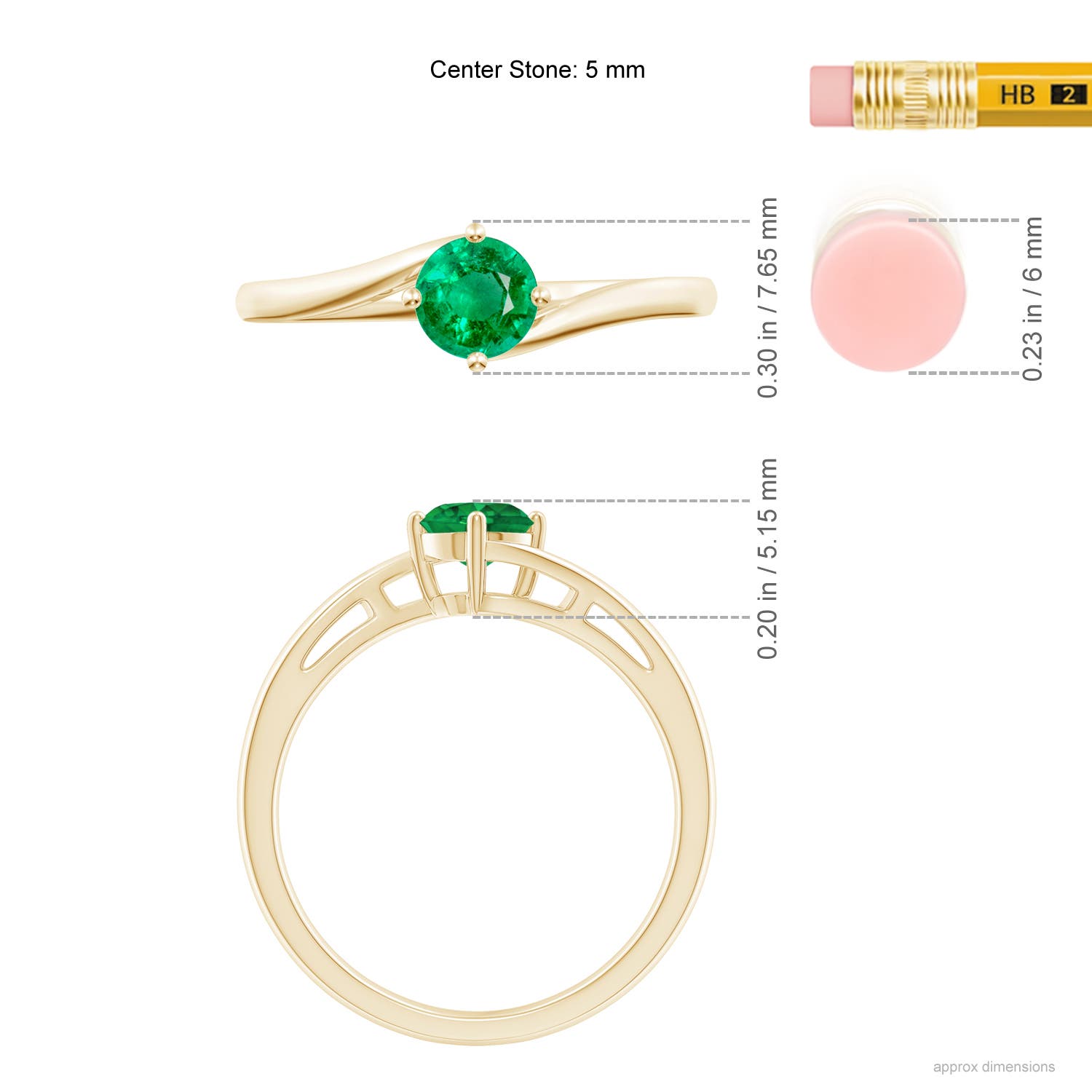 AAA - Emerald / 0.45 CT / 14 KT Yellow Gold