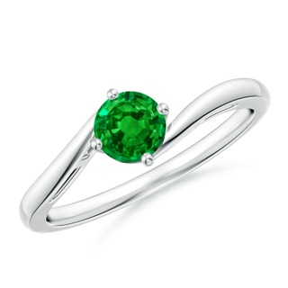 5mm AAAA Classic Round Emerald Solitaire Bypass Ring in P950 Platinum