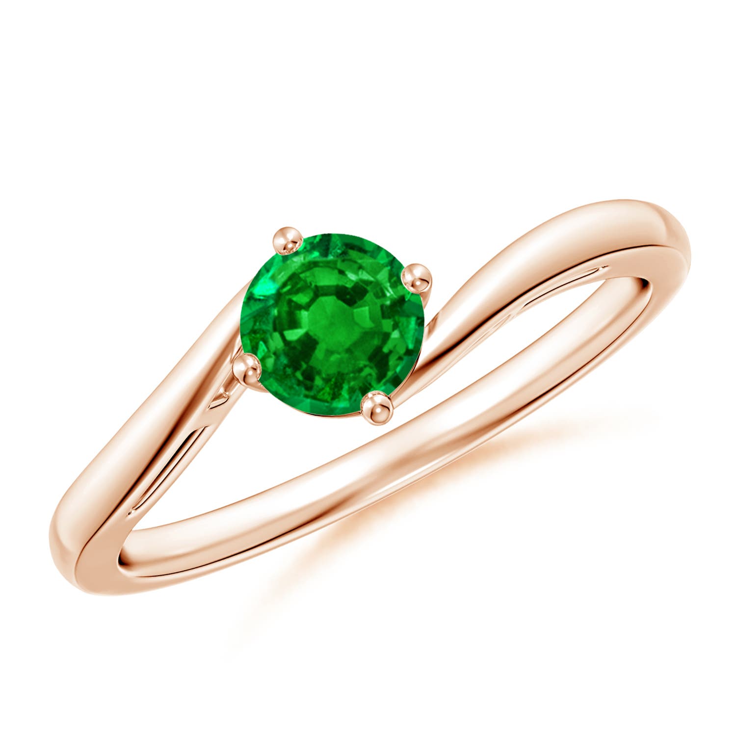 AAAA - Emerald / 0.45 CT / 14 KT Rose Gold