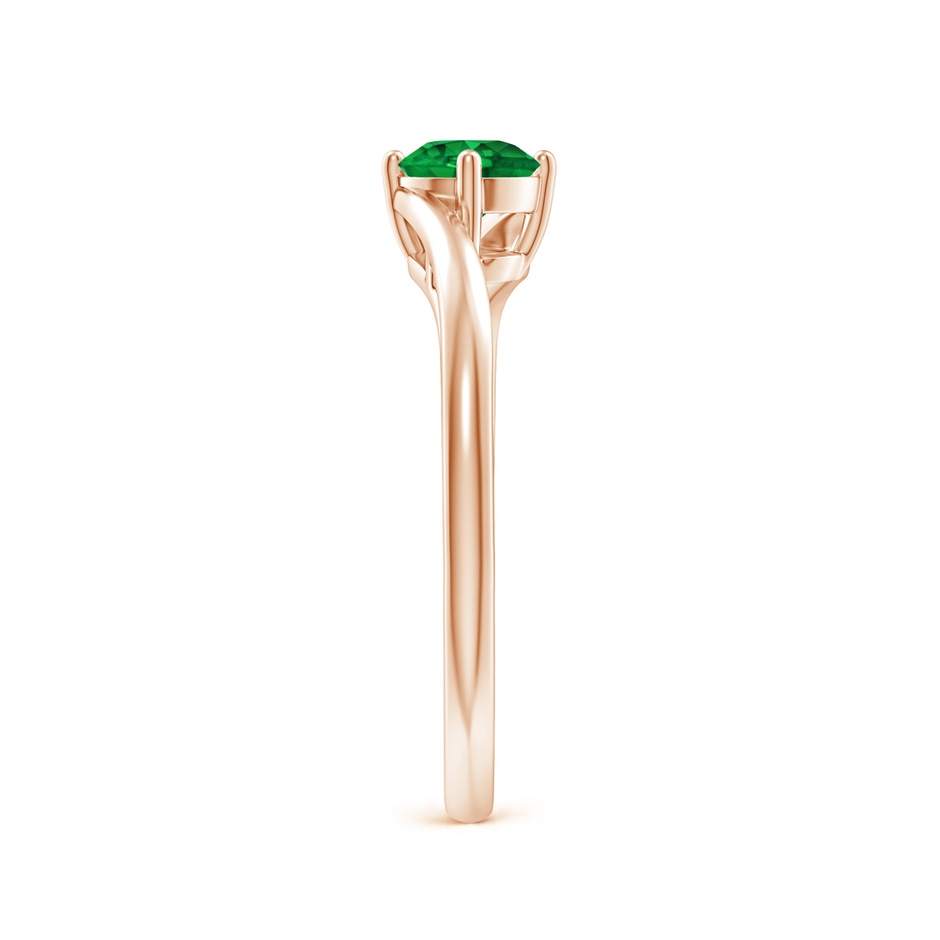 5mm AAAA Classic Round Emerald Solitaire Bypass Ring in Rose Gold side 299