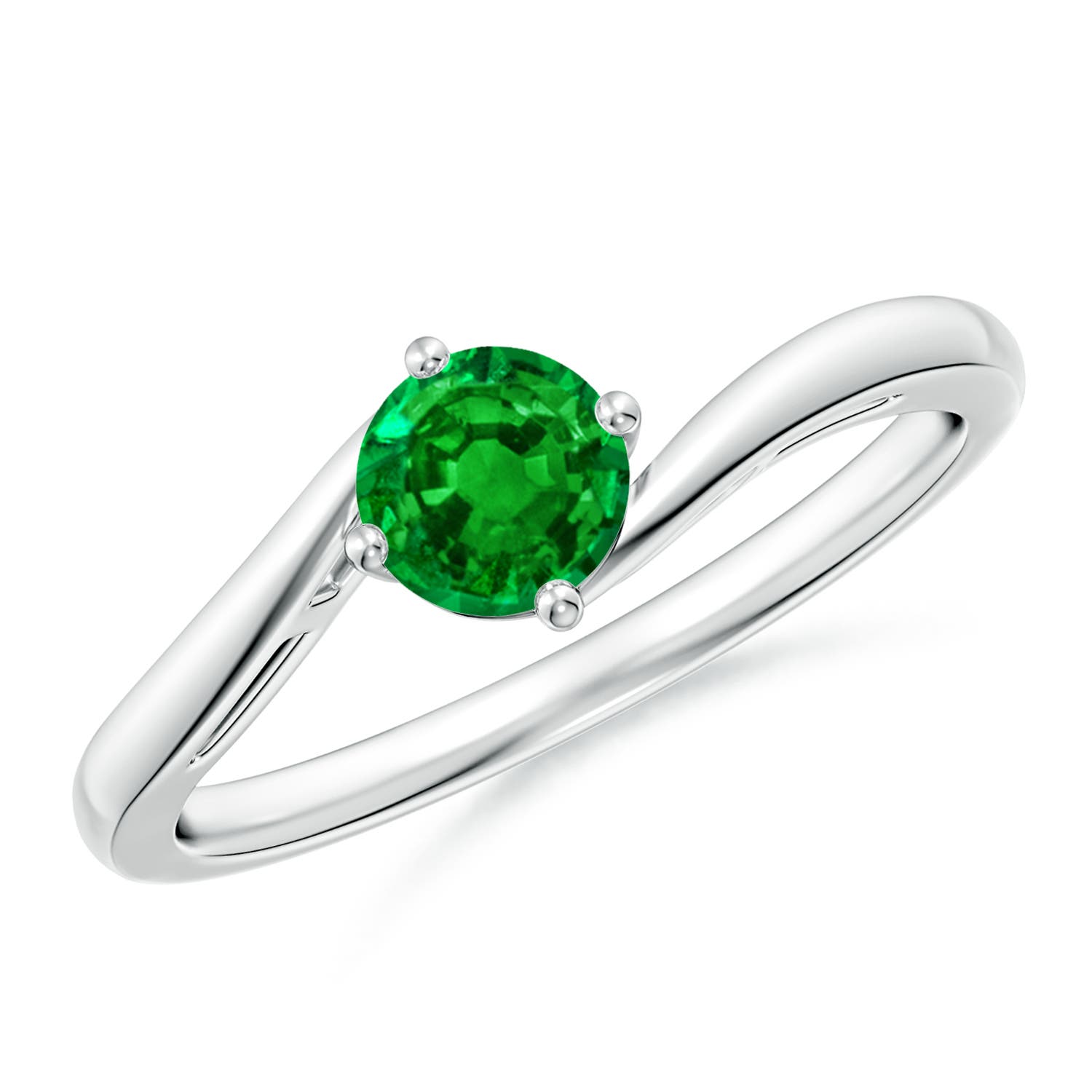 AAAA - Emerald / 0.45 CT / 14 KT White Gold