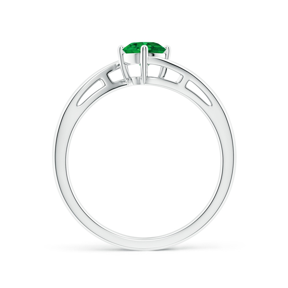 5mm AAAA Classic Round Emerald Solitaire Bypass Ring in White Gold side 199
