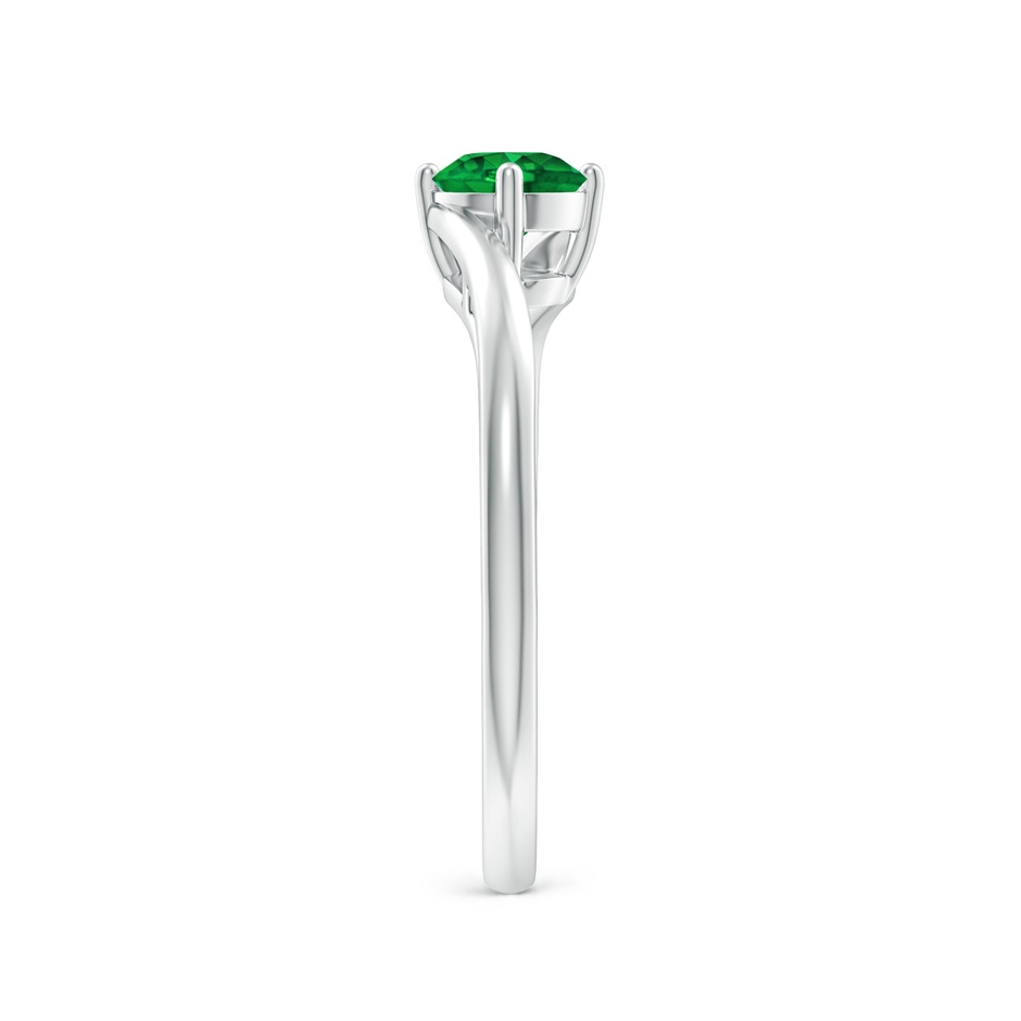 5mm AAAA Classic Round Emerald Solitaire Bypass Ring in White Gold side 299