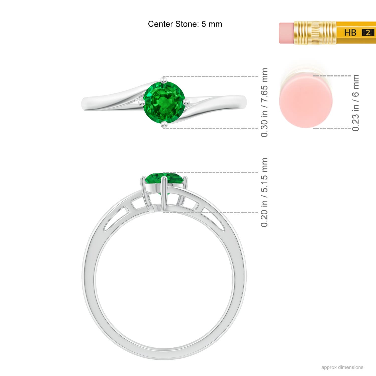 AAAA - Emerald / 0.45 CT / 14 KT White Gold