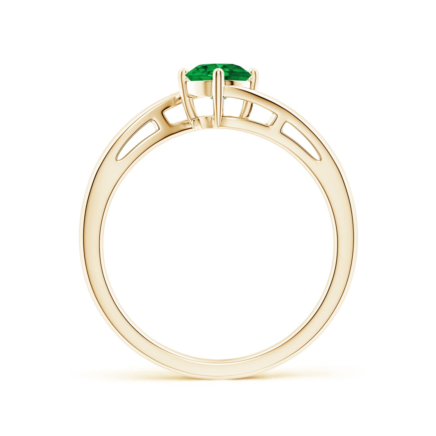5mm AAAA Classic Round Emerald Solitaire Bypass Ring in Yellow Gold