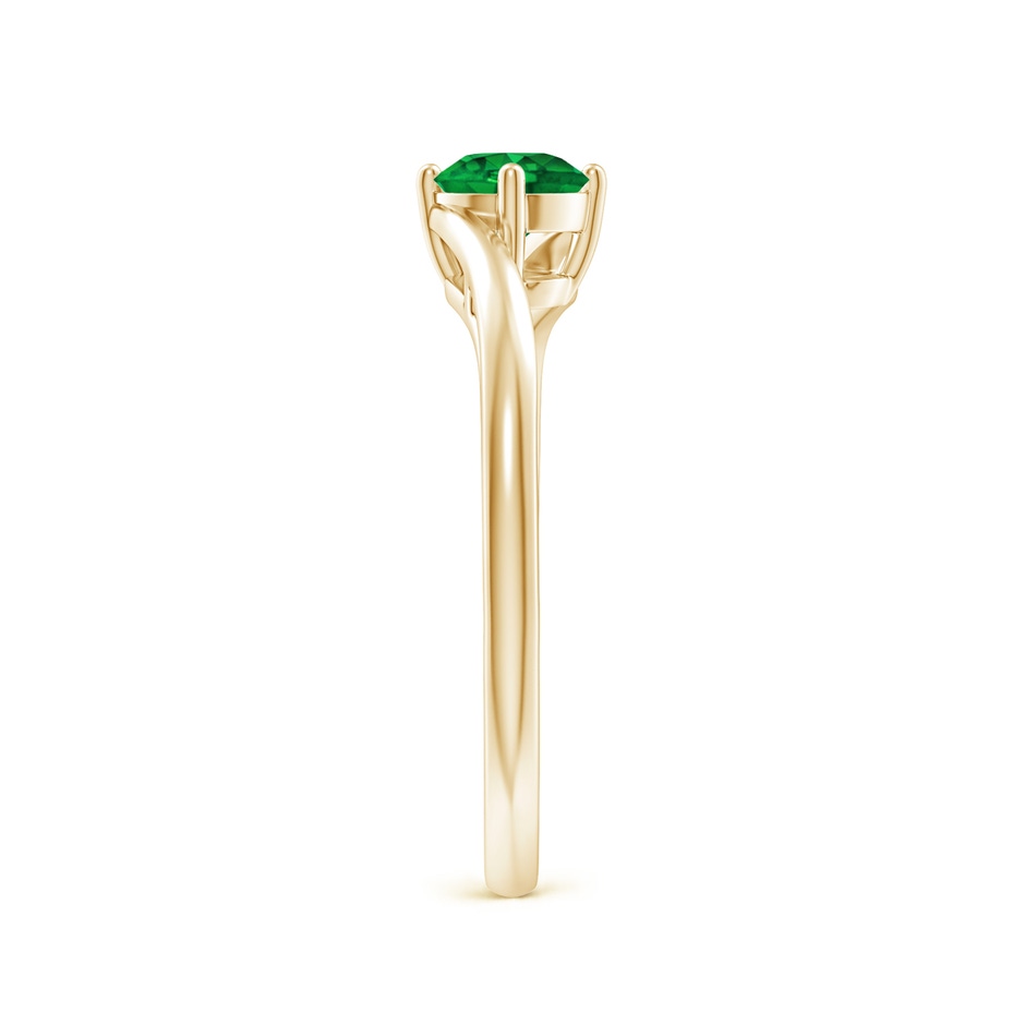 5mm AAAA Classic Round Emerald Solitaire Bypass Ring in Yellow Gold side 299